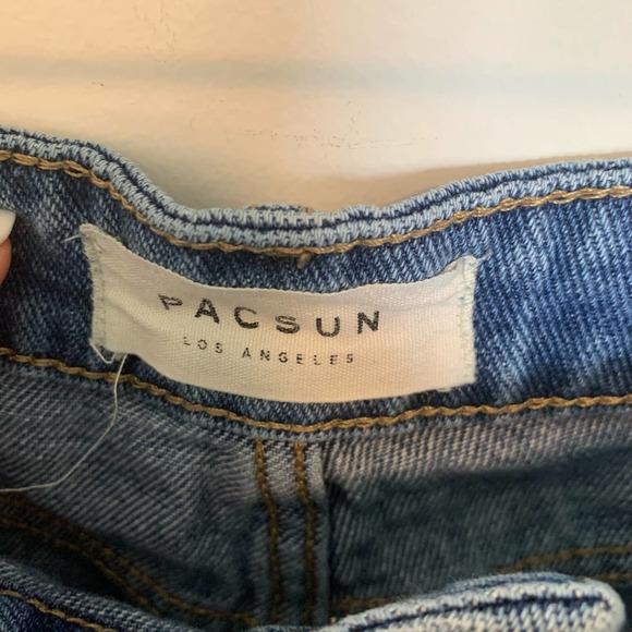 Pacsun Women Mom Jean Size 27 Blue Distressed 100% Cotton Button-fly Medium Wash - Picture 3 of 16